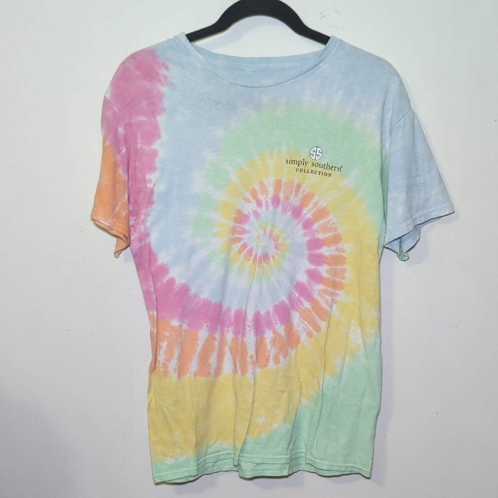 Simply Southern Tie-Dye Happy Camper Graphic T-shirt 100% Cotton Unisex Size M